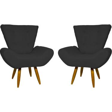 Imagem de Kit 2 Poltronas Decorativa Para Sala Recepção Manicure Consultório Escritório Emilia Suede