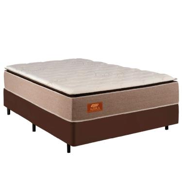 Imagem de Cama Box Casal King Gazin Colchão Com Molas Ensacadas 193x203x72cm Azera Branco/bege