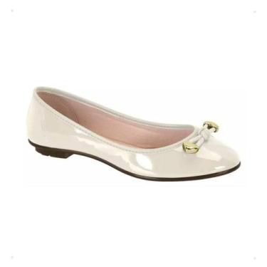 Imagem de Sapatilha Moleca Feminina Casual Confortável Verniz Macia, Branco off,