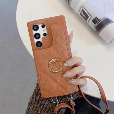 Imagem de MVVKKY Capa transversal para celular Galaxy M54, carteira, porta-cartões, anel (para Galaxy M54/marrom)