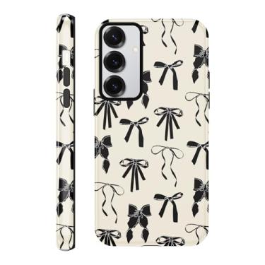 Imagem de Yomjew Capa de telefone com laço fofo para Samsung Galaxy S23 Plus 5G capa de 6,6 polegadas, estampa de laço de fita preta coquete design de impressão 2 em 1 capa brilhante à prova de choque TPU macio
