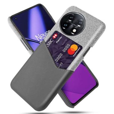 Imagem de Capa para Oneplus 11,Tela e tampa de couro PU,Antideslizante,360°cobertura completa à prova de choque com 1 slot de cartão atrás,Prevenção de queda-Gray