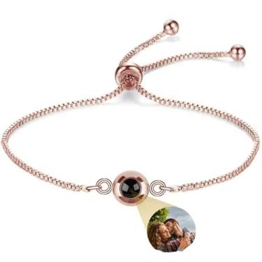 Imagem de Toodoumama Pulseira personalizada com imagem dentro, pulseira de foto personalizada para mulheres para homens, mãe, namorada, pulseiras de elos de projeção para Dia dos Namorados, aniversário, Natal