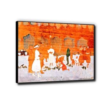 Imagem de Jane Peterson: "Plaza San Marco, Veneza". Reprodução de pintura famosa arte de parede em tela. Pronto para pendurar quadros de parede modernos para sala de estar 50 x 65 cm moldura preta