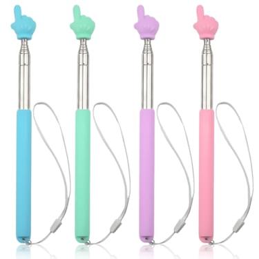 Imagem de XIHIRCD Ponteiro Telescópico Para Professores, 4 Peças, Bastões De Com Cordão, Apontar Dedos Extensíveis, Quadro Branco Retrátil Palestrantes, Apresentação Em Sala Aula