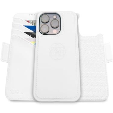 Imagem de Capa Carteira Dreem Fibonacci p/iPhone 15 Pro Max, 2-em-1, case antichoque, couro vegano, capa removível, compatível com acessórios MagSafe. Proteção RFID. Design para homens e mulheres [Branco]