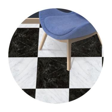 Imagem de Adesivo piso xadrez mármore preto e branco antiderrapante - Colacomigo