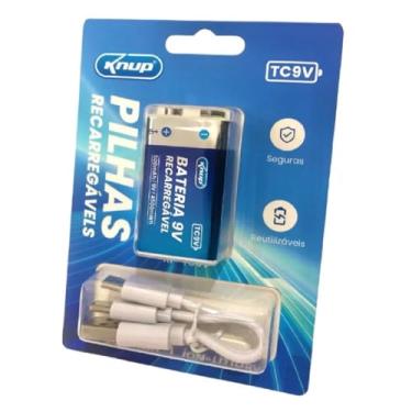 Imagem de Bateria 9V 500mAh de Lítio Recarregável Knup via Cabo USB-C – Alta Performance e Longa Durabilidade