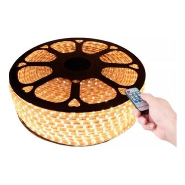 Imagem de Mangueira Led 5050 16m Branco Quente Controle Remoto Dimmer 110v