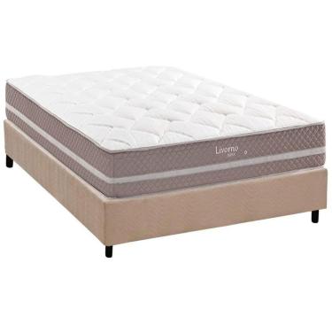 Imagem de Conjunto Box Casal: Colchão Molas Herval Maxspring Livorno + Base CRC Suede Clean (138x188)