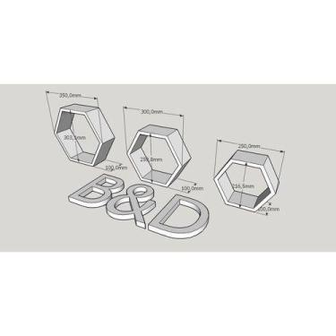 Imagem de Nicho Colmeia Hexagonal Com Fundo 3 Unidades Quarto Infantil - B&D Art