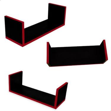 Imagem de Kit 3 Prateleiras U Reforçado De Parede P/ Livros Decoração Objetos - 