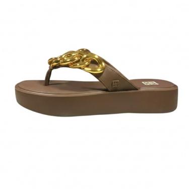 Imagem de Tamanco Plataforma Zaxy Link Feminino com Corrente Dourada (Marrom, BR, Adulto, Numérico, 38)