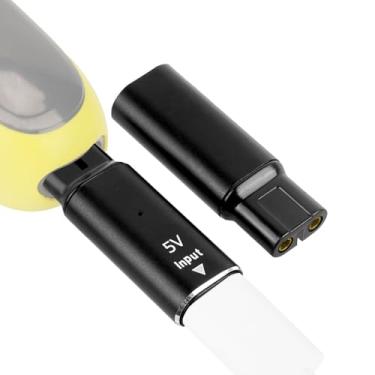 Imagem de Linkidea Pacote com 2 conversores adaptadores de carregamento USB-C de 5V, compatível com Philips Norelco OneBlade QP2724 QP4530, cabeça de substituição de carregamento tipo C sem cabo (preto)