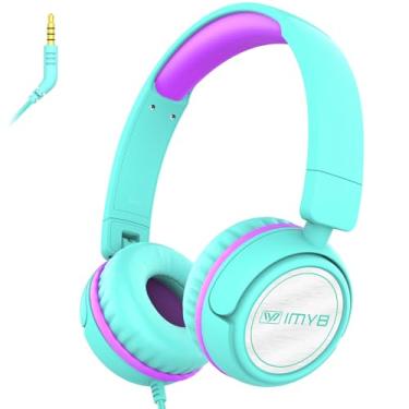 Imagem de IMYB V1 Fones de ouvido para crianças, estéreo, dobrável, sem emaranhamento, 3,5 mm, ajustável, para crianças, crianças, adolescentes, meninos, meninas, iPad, tablet, Kindle, telefones, viagens, avião