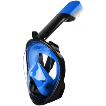Imagem de Acessórios De Mergulho Snorkeling Mergulho Máscara Subaquática Snorkel Facial Completo Máscara Óculos Antiembaçantes Para Adultos Equipamento De Natação Óculos De Mer, Blue, M/L