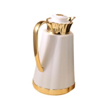Imagem de IEUDNS Jarra térmica de café árabe com isolamento térmico, bule de café, forro de vidro, ornamento, urna térmica, pote a vácuo para em casa, Ouro Branco