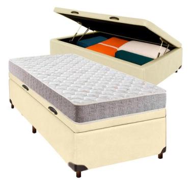 Imagem de Cama Box Bau Bege Solteiro + Colchão D33 - Inducol