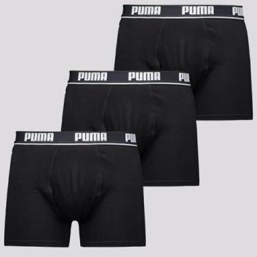 Imagem de Kit 3 Cuecas Puma Boxer Algodão Preta, G
