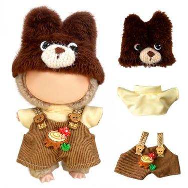 Imagem de Conjunto de roupas de boneca para bonecas Labubu de 15 cm/17 cm (marro