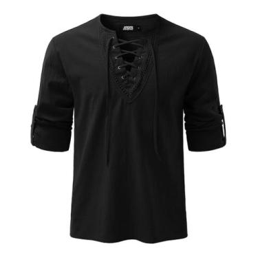 Imagem de Camisa JOGAL Renascentista Medieval Pirata Viking Gótica Masculina