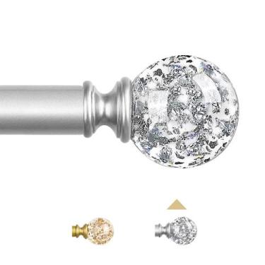 Imagem de Barra de cortina TVWOO Silver Crystal 90-224cm Janela ajustável