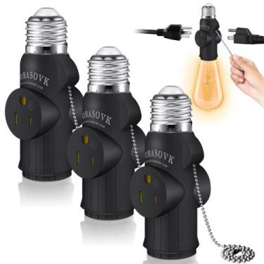 Imagem de Adaptador de soquete de luz Tobasovk, saída dupla de 3 pinos com corre