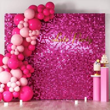 Imagem de Pano de fundo de parede Sequin Shimmer COKAOBE Hot Pink 36 unidades 30