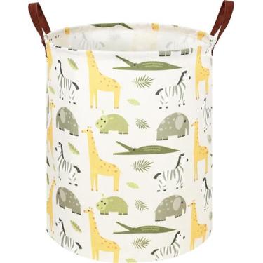 Imagem de Cesto de roupa suja para crianças NTAOHAMPER 50x40 cm verde impermeáve