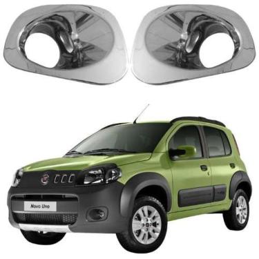Imagem de Aplique Cromado Moldura do Farol Auxiliar de Milha Fiat Uno Evo 2011 à 2015 Par