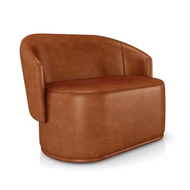 Imagem de Sofá 2 Lugares Namoradeira Orgânica para Sala Malu Sintético PU Nozes M11 - D'Rossi