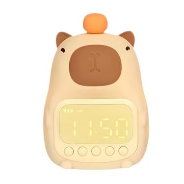 Imagem de Relógio Despertador Digital LED Capivara, Luz Noturna, Recarregável USB-C, Indicador de Bateria