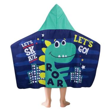 Imagem de Toalha de banho de praia infantil com capuz para meninos meninas (3-12 anos) macia e absorvente com capuz toalha de banho para piscina desenho animado bonito 100% algodão com capuz toalhas poncho
