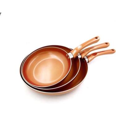 Imagem de Kit 3 Frigideiras com tampa vidrp temperado 5 peças Antiaderente Sem O