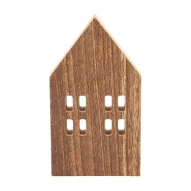 Imagem de Kuntesetty Decoração para Casa de Madeira em Formato de Casa Placa de Madeira Rústica Decoração de Natal Função Peça Central Adequado para Sala de Jantar S, Marrom, Tamanho real