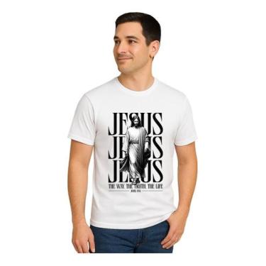 Imagem de Camiseta Masculina 100% Algodão Jesus King Alta Qualidade - Evangélica
