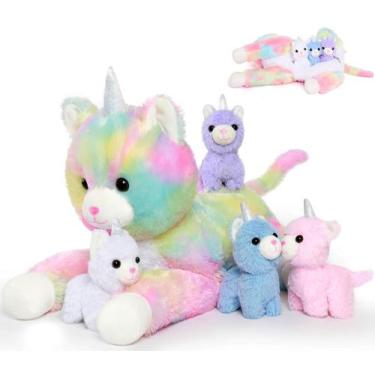 Imagem de Bicho de pelúcia MoriSmos Unicorn Kitty Cat com bebês capricórnios