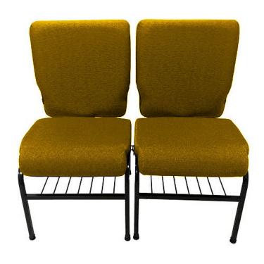 Imagem de 02 Cadeiras para Igrejas c/ Porta Biblía e Porta Cálice Amarelo