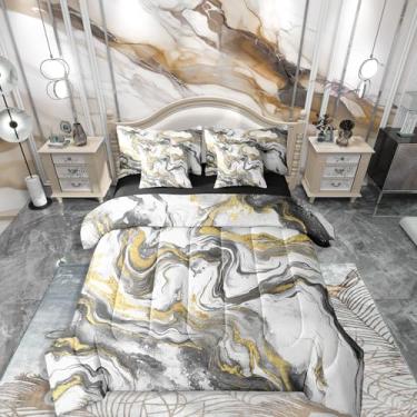 Imagem de Jogo de cama king size de grão de mármore com lençóis, clássico, simples, moderno, 7 peças, minimalista, arte de tinta aquarela, arte de tinta, gradiente, tie dye, decoração de casa de mármore