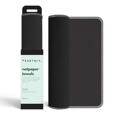 Imagem de Earthly Co. Toalhas de papel reutilizáveis - pacote com 10 - rolo de toalhas de papel de pano de algodão laváveis - guardanapos reutilizáveis sem papel lavável - absorvente + longa duração - zero