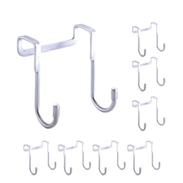 Imagem de Pacote com 8 ganchos para porta de armário e ganchos sobre a porta, ganchos de pendurar de aço inoxidável para toalhas, bolsas, roupas – ganchos de porta de banheiro para toalhas, ganchos de armário