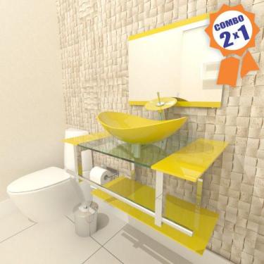 Imagem de Combo 2 em 1 - Gabinete 70cm Irlanda + Torneira Ibiza - EKASA, Amarelo