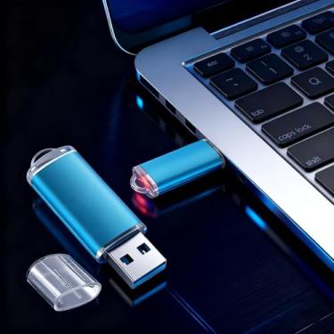 Imagem de Pen drive USB de 16 GB, pen drive USB 2.0, pen drive com indicador de LED, armazenamento externo para computador, PC, laptop, azul