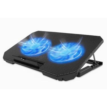 Imagem de Suporte Para Notebook Com Cooler Duplo Silencioso Ajuste Ergonômico, Saída USB Adicional e Iluminação Interna Base Para Notebook de Até 17 Polegadas