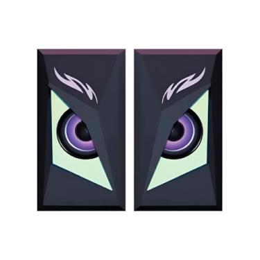 Imagem de Caixa de Som Coruja para PC e Notebook, RGB, 3W, 15x7.2x10cm, Alto-Falantes Estéreo com Iluminação LED