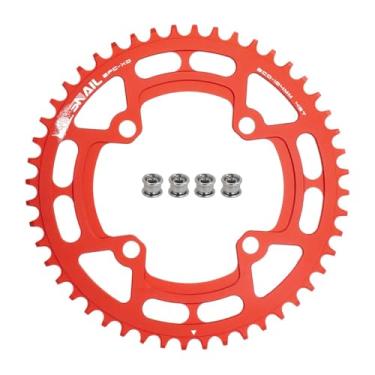 Imagem de FOMTOR Corrente 104 BCD 48T 7-12 Velocidades Compatível CNC 7075 Alumínio Estreito Dente Largo Rodada para MTB/Road Bike Ebike Roda Vermelha
