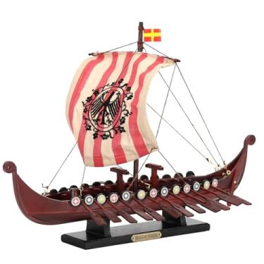 Imagem de NAUTIMALL Modelo de navio viking de madeira, 35 cm de comprimento, coleção de decoração de barco de mesa