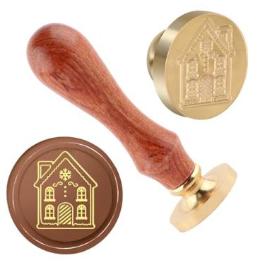 Imagem de Carimbo de lacre de cera de Natal carimbo de vedação de latão e uma alça de madeira carimbos cabeça para cartões de natal convites de festa carta envelope cartões de felicitações presentes
