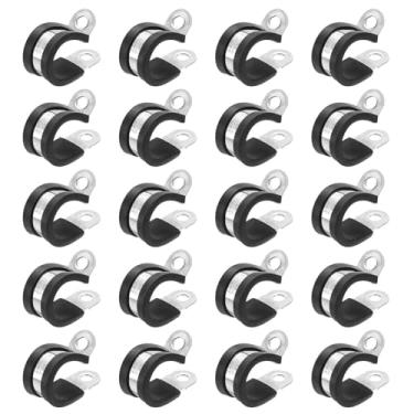 Imagem de HARFINGTON 20 braçadeiras de aço inoxidável de 18 mm (11/40.6 cm) braçadeiras de conduíte acolchoadas de borracha para instalação doméstica industrial automotiva fio de tubulação