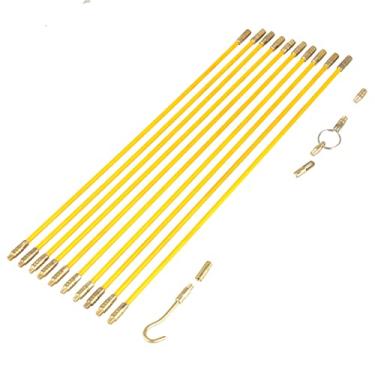 Imagem de 10 Pçs 4mm Fibra de Vidro Correndo Fio Cabo Elétrico Peixe Fita Puxar Push Kit Amarelo Flexível